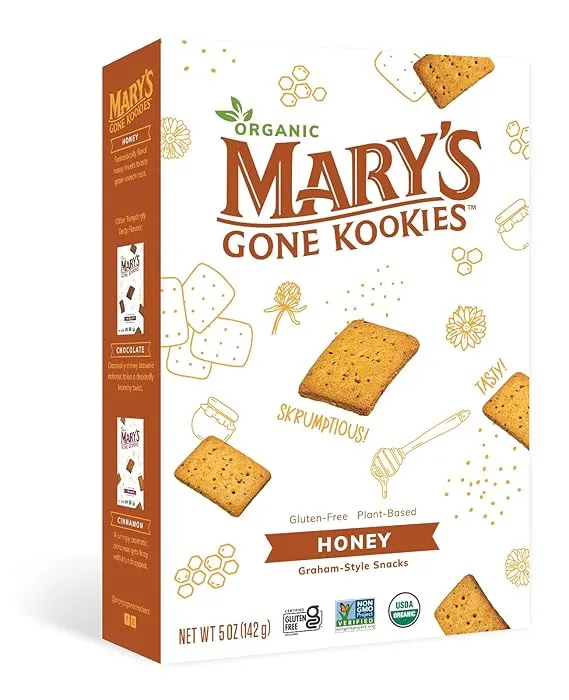 Mary's Gone Crackers Graham-Style Kookies, Gluten-Free, Plant Based Snack, Honey, 5-oz., Pack of 1