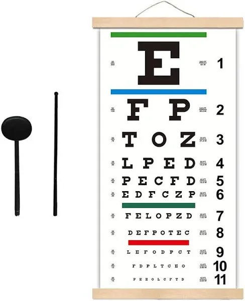 Eye Charts for Eye Exams 20 Feet Snellen Eye Chart with Wooden Frame Chart Only