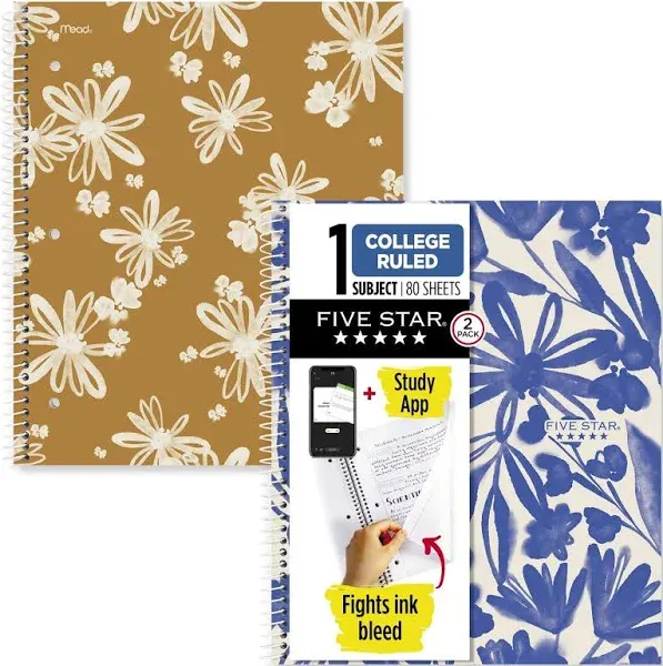 Five Star Soft Petals College-Ruled Notebooks