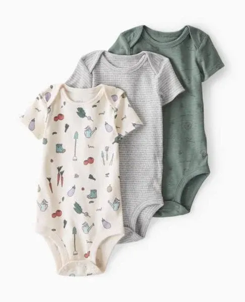 little planet by carter's unisex-baby 3-pack Short Sleeve Bodysuits Made With Organic Cotton