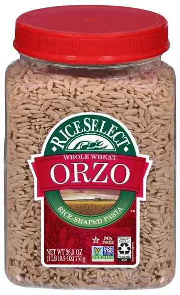 RiceSelect Whole Wheat Orzo Rice-Shaped Pasta, Non-GMO, Vegan, 1.66 Pound (Pack of 1)