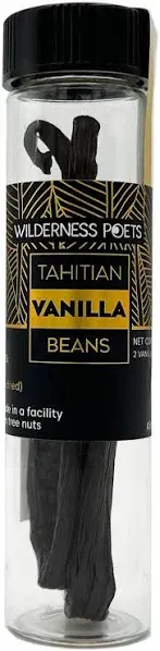 Wilderness Poets, Whole Vanilla Beans, Tahitian Variety Grown in Papua New Guinea (2 Vanilla Beans)