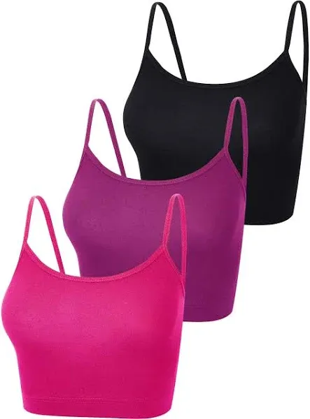 Boao 3 Pcs Crop Camisole Top Spaghetti Strap Tank Sleeveless Crop Tank Top for Women Sports