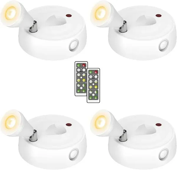 Olafus LED Spot Lights Indoor 4 Pack, Wireless Spotlight Battery 2700 K Open Box