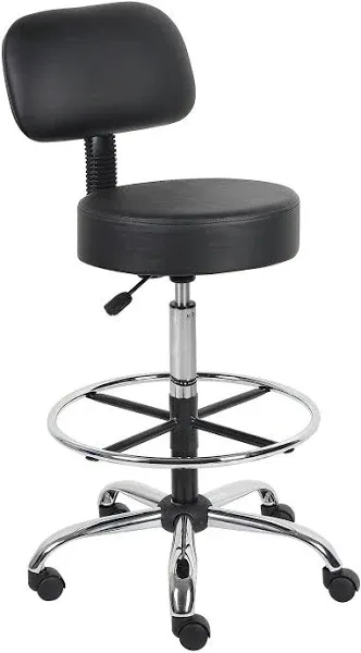 Boss Office Boss Caressoft Medical/Drafti<wbr/>ng Stool with Back Cushion Black