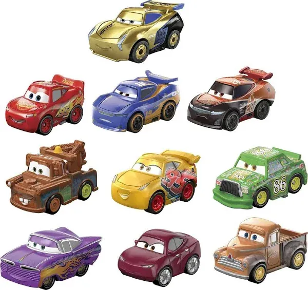 Disney And Pixar Cars Mini Racers Derby Racers Series 10-Pack, Collectible Compact Movie Vehicles