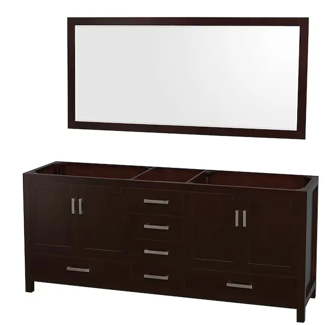 Wyndham Collection Sheffield 80-in Espresso with Brushed Chrome Trim Bathroom Vanity Base Cabinet without Top (Mirror Included) Lowes.com