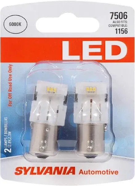 SYLVANIA - 7506 LED White Mini Bulb - Bright LED Bulb, Ideal for Daytime Running Lights (DRL) and Back-Up/Reverse Lights (Contains 2 Bulbs)