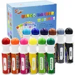 Bingo Daubers 12 Pack in Mixed Colors, Dot Art Markers,Bingo Markers