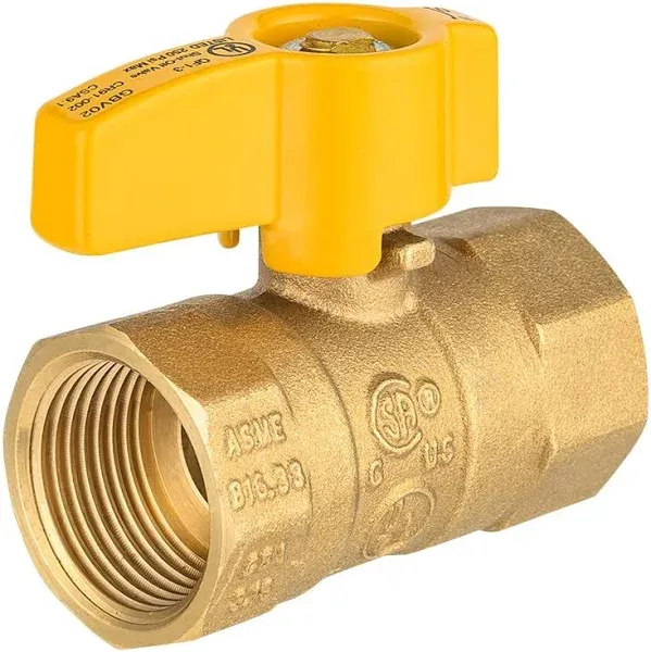 Eastman 1/2 Inch FIP Straight Gas Ball Valve with 1/4-Turn Handle, Brass Plumbing Fitting, 60009