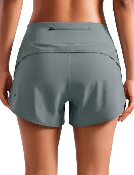 CRZ YOGA Mid Waisted Running Shorts for Women Soft Gym Medium, Grey Sage 