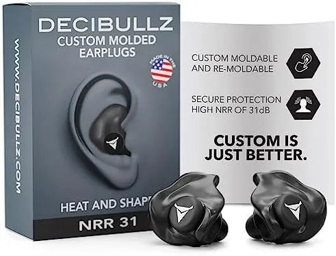 Decibullz Custom Molded Earplugs 31db Highest NRR Comfortable Hearing