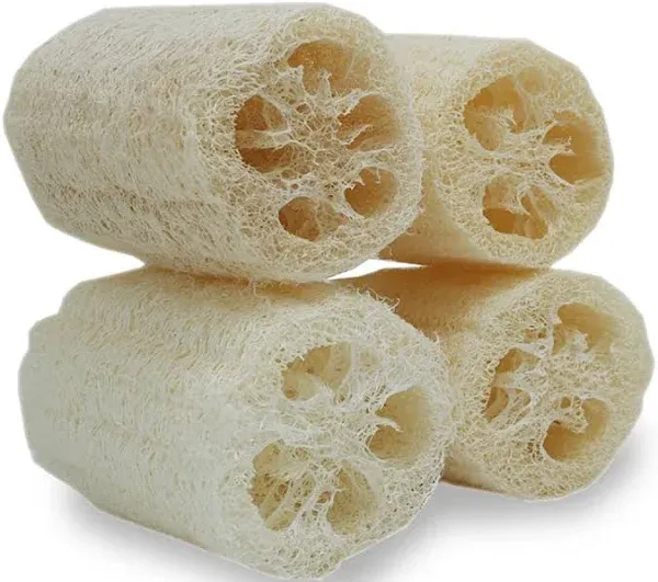 4" Natural Loofah Exfoliating Body Sponge Scrubber for Skin Care in Bath Spa Shower Pack of 4