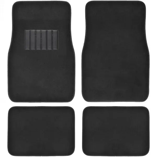 BDK MT-100-BK Classic Carpet Floor Mats for Car & Auto - Universal Fit -Front & Rear with Heelpad (Black)