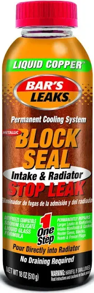 Bar&#039;S Leaks 1109 Block Seal Liquid Copper Intake and Radiator Stop Leak 18 Oz