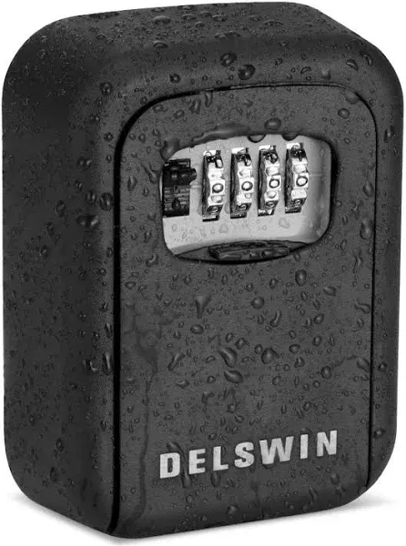 DELSWIN Lock Box for House Key - Outside Waterproof Combination Lock Box Wall...