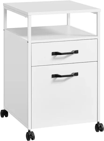 Vasagle File Cabinet Mobile Filing Cabinet with Wheels 2 Drawers Open Shelf for Office and