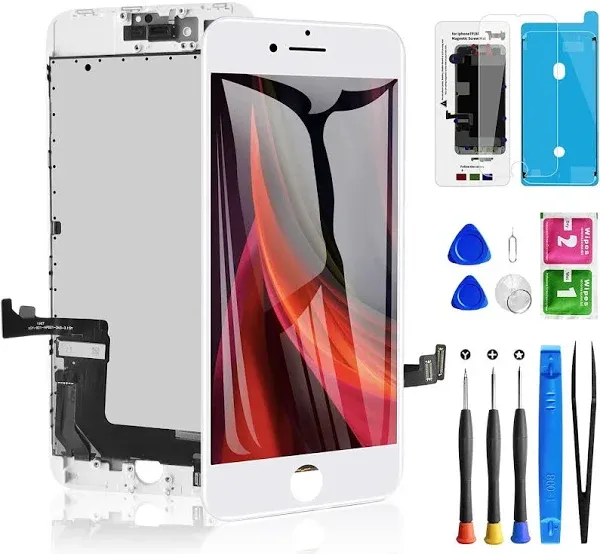 for iPhone 8 Plus Screen Replacement White 5.5 Inch, 3D Touch LCD Digitizer Display for iPhone 8 Plus, with Repair Tools Kit for A1864,A1897,A1898 Glass Screen