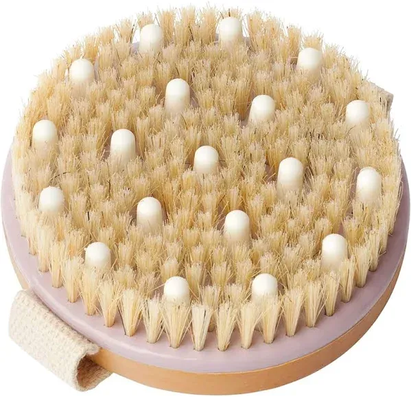 Dry Body Brush Exfoliating Body Scrubber - Boar Bristles &amp; Massage Nodules