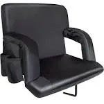 Folding Stadium Seat Wide Reclining Bleacher Seat W/Hook, Back Support &amp; Armrest