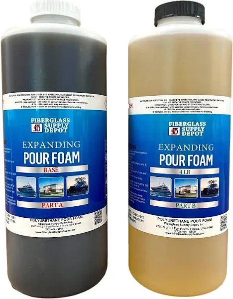 Fiberglass Supply Depot 4 Lb. Density Expanding Pour Foam, 2 Part Polyurethane Closed Cell Liquid Foam for Boat and Dock Flotation