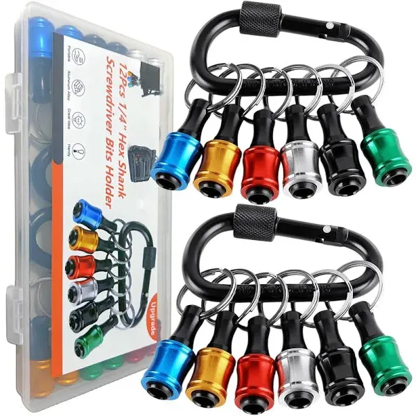 12PCS Bit Holders 1/4 Socket, Hex Shank Screwdriver Bit Holder for Impact Driver Drill Bit Keychain Extension Bar Quick Release Easy Change, Screwdriver Bit Holders for Tools & Home Improvement Gift