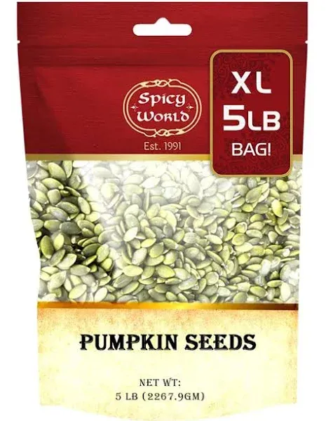 Spicy World Raw Pumpkin Seeds Pepitas 5 LB Bag