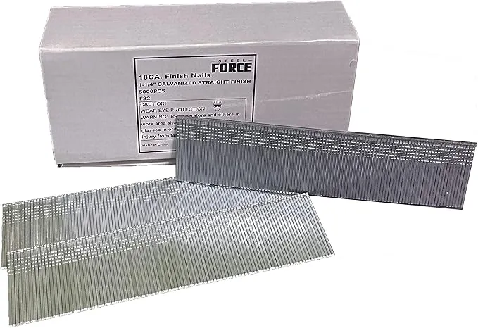 Steel Force F32 18 Gauge 1-1/4 Inch Length Straight Galvanized Brad Nails 5,000-Pack