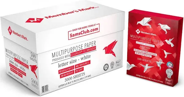 Member's Mark Multipurpose Copy Paper 20 lb. 92 Bright 8.5 x 11" 10 Ream Case