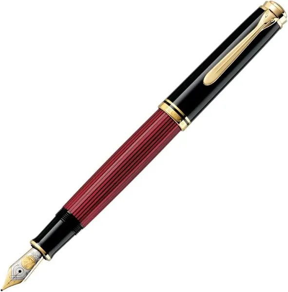 Pelikan Souveran M800 Fountain Pen - Black-Red EF Nib