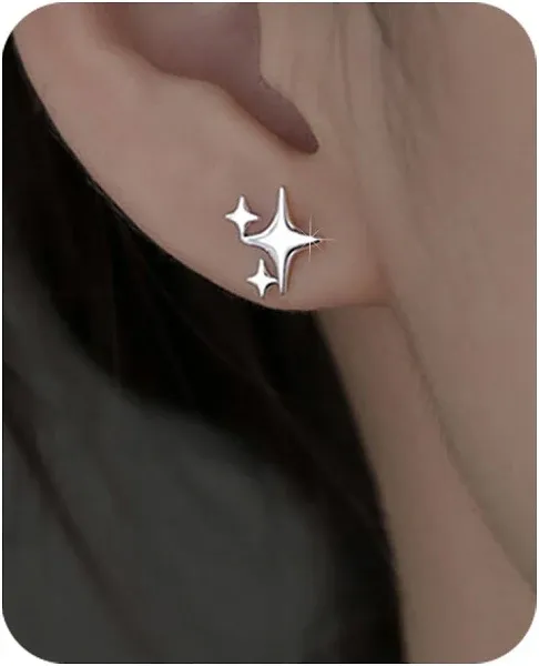 PANSHI 14K Gold Plated Sterling Silver Post Star Earrings