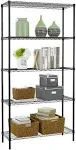 BestOffice Wire Shelving Unit Commercial Metal Shelf Adjustable Layer Rack Strong Steel for Restaurant Garage Pantry Kitchen Garage (361472, Black)