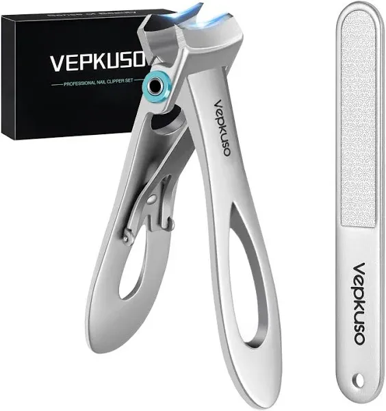 Nail Clippers for Seniors, Wide Jaw Fingernail Clippers and Angled Head Toenail Clippers for Thick Nail, Professional German Nail Clippers for Men, Women&Pregnant，Sliver