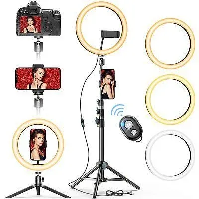 Allovit 10" Selfie Ring Light w/ 2 Phone Stand & 2 Holders