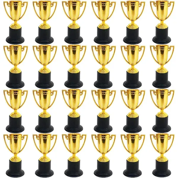 Jizvxe 24 Pack Mini Trophies for Kids Awards,Plastic Gold Award Trophy Cups,Golden Award Trophy Cups Set,Gold Participation Trophy Cup for Party