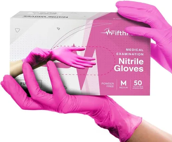 Fuchsia Hot Pink Nitrile Disposable Gloves - 50 Count - 3 Mil Nitrile Gloves ...