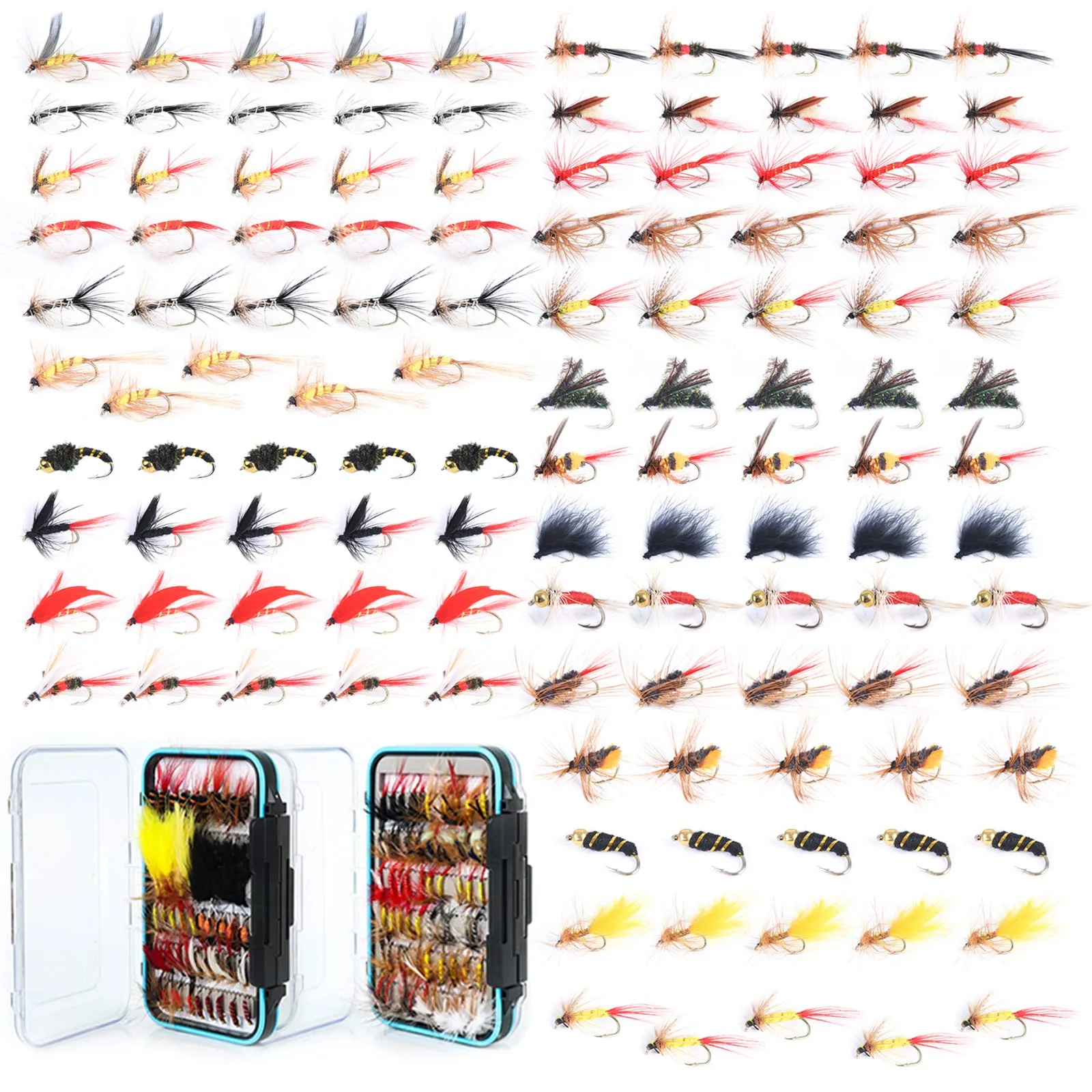 Maxcatch 120 pcs Fly Fishing Flies Kit Handmade Assortment Dry/Wet Flies, Nym...