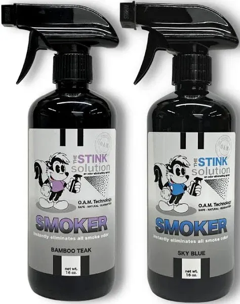 Smokers Odor Eliminating Spray - Completely Removes Smoke Odors, Proven Formula Using OAM Technology for Long-Lasting Odor Removal - Bamboo Teak Scent (16oz) and Sky Blue Scent (16oz)