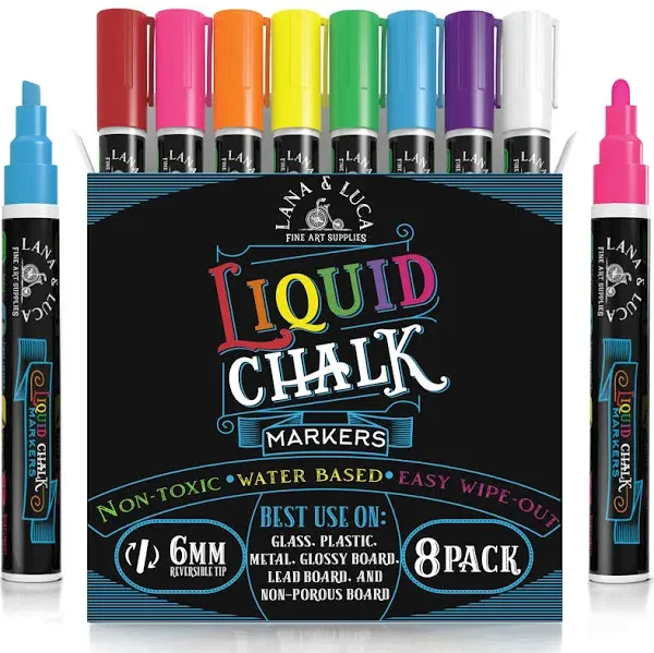 Liquid Chalk Markers for Blackboards - Bold Color Dry Erase Marker Pens Chalk...