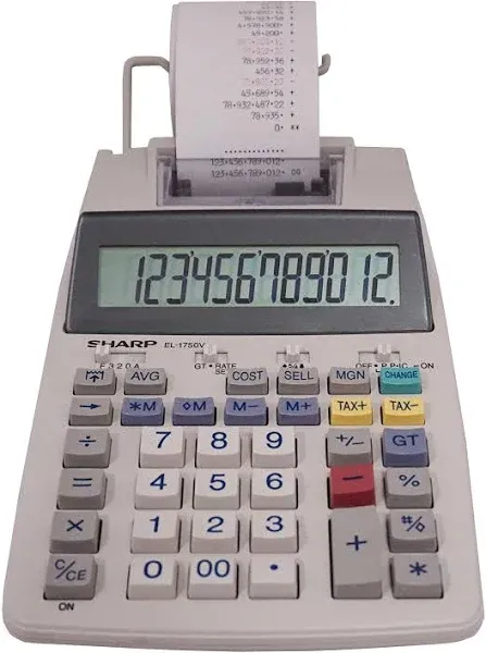 El-1750V 12-Digit Desktop Printing Calculator, White