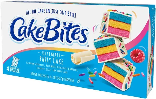 The Original Cakebites by Cookies United, Grab-and-Go Bite-Sized Snack, White Chocolate Italian Rainbow, 4 Pack of 3 Cake bites