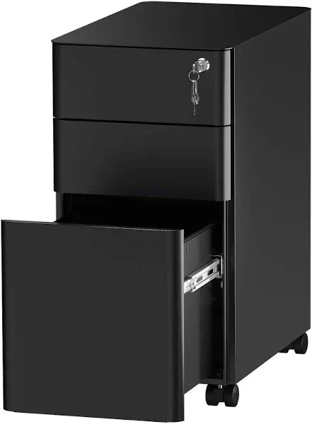 3-Drawer Slim File Cabinet with Lock