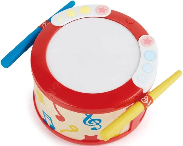 Hape Electronic Kids Drum with Lights & Guided Play| 2 Play Modes Drum Sensory Musical Instrument Toys for Toddler Gift Packing