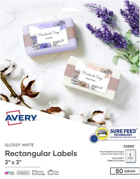 Avery Glossy White 2" x 3" 80 Labels