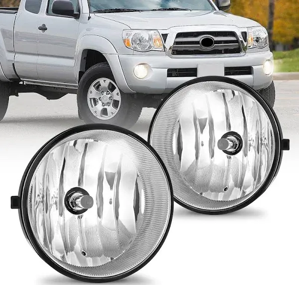 Driving Fog Lights for 2004-2006 Toyota Solara 2007-2012 Toyota Tundra 2005-2011 Toyota Tacoma with Universal Wiring Harness and Switch H10 12V 42W Halogen Bulbs Fog Lamps Smoke Lens 81211-AA030