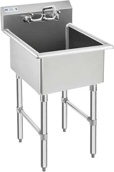 HALLY Commercial Stainless Steel Sink 1 Compartment NSF Prep &amp; Utility Sink with