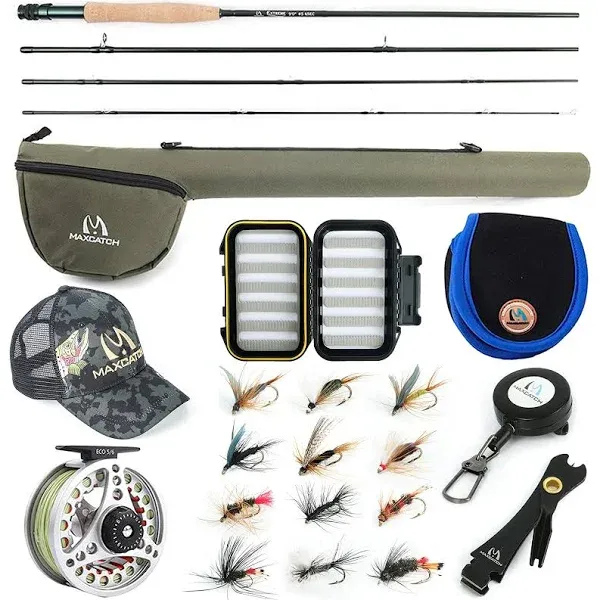 M MAXIMUMCATCH Maxcatch Extreme Fly Fishing Combo Kit 3/5/6/8 Weight, Starter Fly Rod and Reel Outfit, with a Protective Travel Case