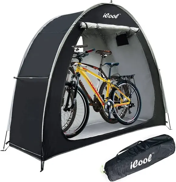 iCOOL Outdoor Bike Cover Storage Shed Tent, 210d Oxford Thick Waterproof, Storage of 2 Bicycle-Black