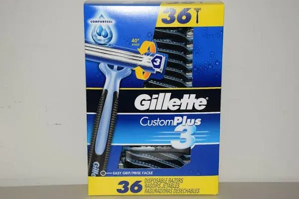 Gillette CustomPlus3 Disposable Razors 26ct NIB Custom Plus 3 26 NEW