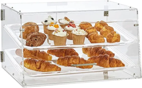 VEVOR Pastry Display Case 2-Tier Commercial Countertop Bakery Display Case Acrylic Display Box - 20.7"x13.2"x11.9"